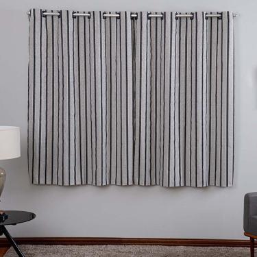 Imagem de Cortina Ipanema Jacquard Estampado 2,00x1,70m Para Sala Quarto Varão 2m - Listra Preto