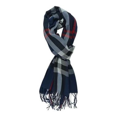 Imagem de Cachecol Xadrez Azul, Outono E Inverno Feminino, Lenço, Xale - ODELL V