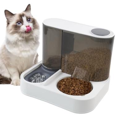 Imagem de MUYG Comedouro automático para gatos por gravidade com tigela de comida de aço inoxidável, 2 em 1 para gatos e dispensador de água, conjunto destacável de água e comida para animais de estimação para