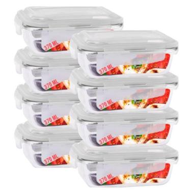 Imagem de 8 Potes de Vidro Hermético c/ Tampa 4 Travas Pequeno Marmita - PRATICA