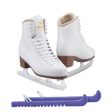 Imagem de Jackson Ultima Excel JS1291 Patins de gelo para meninas Largura: Médio - C/Tamanho: Juvenil 13,5 (infantil) Pacote com protetores de skate