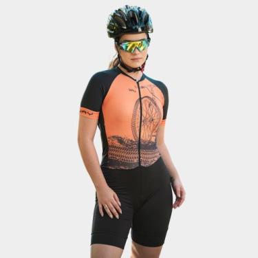 Imagem de Macaquinho de Ciclismo Feminino Forro Espuma Manga Curta Proteção Uv R