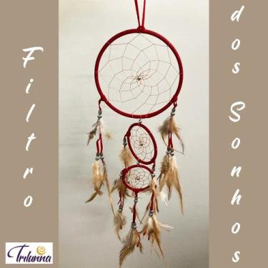 Imagem de Filtro Sonhos 15,5cm Vermelho 3 Aros - Trilunna