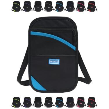 Imagem de Peicees Carteira de pescoço, porta-passaporte com bloqueio RFID, bolsa de viagem fácil de ocultar, Azul, One Size, Casual