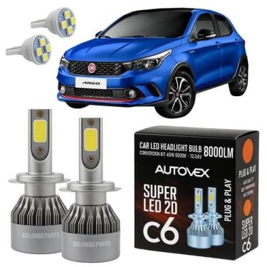 Imagem de Lâmpada Farol Baixo LED H7 Super Branca Fiat Argo Todos T10 - Autovex