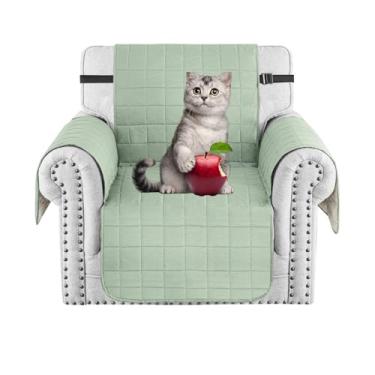 Imagem de MAXIJIN Capa de cadeira à prova d'água para cães de estimação, capa de sofá acolchoada de 59,7 cm, capa de sofá lavável com alça elástica e bolso lateral (cadeira, verde menta)