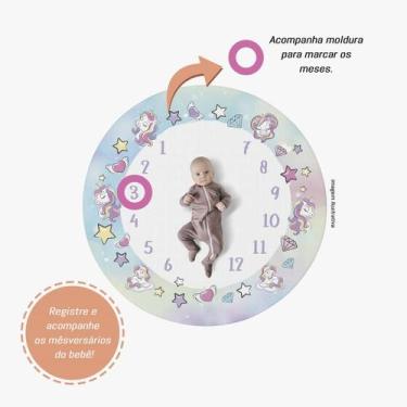 Imagem de Tapete Cenário Mesversário Unicórnio Redondo 1,25m - PRESENTE-BRINDE