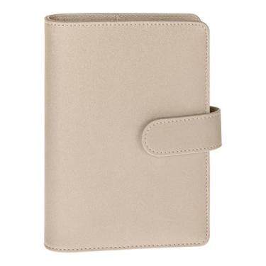 Imagem de Antner A6 fichário de caderno recarregável, 6 anéis, capa para fichário de orçamento para papel A6, couro PU, folha solta, agenda pessoal, capa organizadora com fivela magnética, glitter dourado