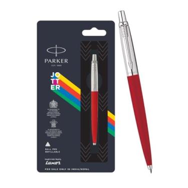 Imagem de Parker Caneta esferográfica Jotter padrão vermelho CT (acabamento cromado), tinta azul, ponta fina