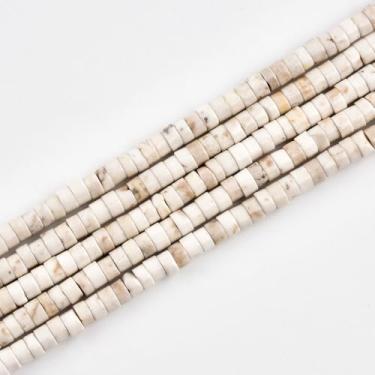 Imagem de 152 peças 4 x 2 mm Natural Branco Turquesa Heishi Disc Rondelle Espaçador Pedra Preciosa Pedras Preciosas Contas Soltas para Fazer Joias 38 cm