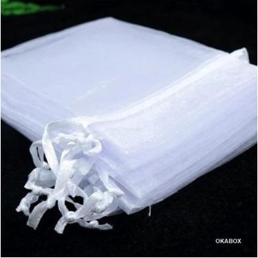 Imagem de 100 Saquinhos de organza Fita Cetim Tule 20X35 - OKABOX