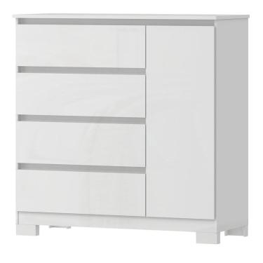 Imagem de Comoda 4 Gavetas 1 Porta 100 cm VEG CO028 Branco Neve MXM