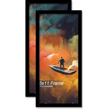 Imagem de FULDGAENR Conjunto de 2 porta-retratos 12,7 x 27,8 cm, molduras pretas para certificado de pôster, moldura de parede/mesa de alta transparência com visor vertical horizontal (pacote com 2 | preto |