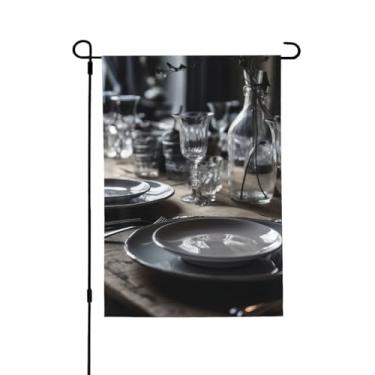 Imagem de Bandeiras de jardim 71 x 101 cm placas de bandeira de jardim dupla face verticais na mesa de jantar pequenas bandeiras de jardim decorativas ao ar livre bandeira de jardim bandeira de quintal para