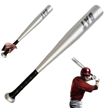 Imagem de Tacos de beisebol de alumínio para crianças e adultos Taco de beisebol de metal de 50 cm com alça embrulhada equipamento leve para treinamento, prata