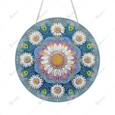 Imagem de SOURMO Kit de pendurar para pintura de arte de diamante, mandala, faça você mesmo, pingente de ornamento de pintura de pedras preciosas, placa acrílica para adultos