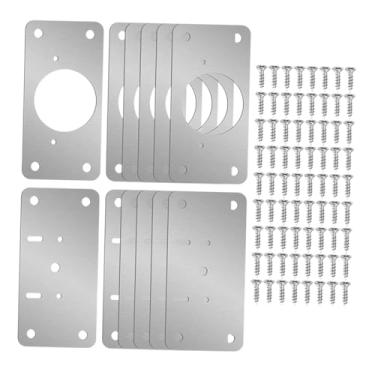 Imagem de Ｂｅｓｇａ Kit de reparo de dobradiças 12x, aço inoxidável, com parafusos de fixação, placas para substituição de móveis de armários de cozinha