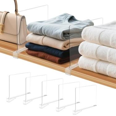 Imagem de Clebay Divisórias de prateleira transparentes, organizador de bolsa vertical para armário perfeito para suéter, camisas (5)