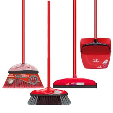 Imagem de Kit Limpeza Completo 1 Vassoura Cerda Macia 1 Varre Fácil 1 Rodo 30cm 1 Pá Caçamba Qualidade Condor