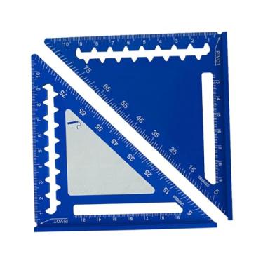 Imagem de WeiLaiKeQi Régua triangular de 45/90 graus, régua triangular reta, profissional, resistente ao desgaste, medidor de medição gravável para melhoria industrial, Azul