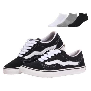 Imagem de Kit Tênis e 3 Pares de Meia Soquete Mad Rats Old School Unissex, 43, C