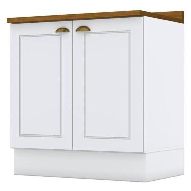 Imagem de Balcão 2 Portas 80 Cm Nova York Branco Com Tampo Nature – Henn