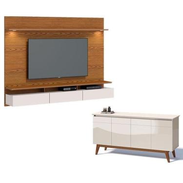 Imagem de Painel Suspenso Decore Com Aparador Buffet Classic Freijó Off White - Imcal