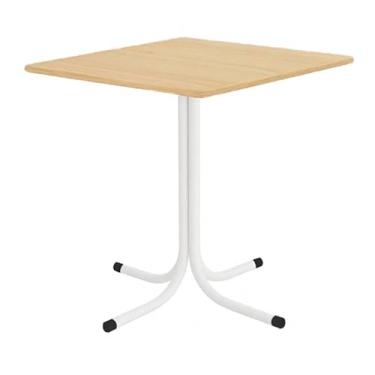 Imagem de Mesa de Jantar Quadrada 70cm Branca Tampo Madeira Pinus