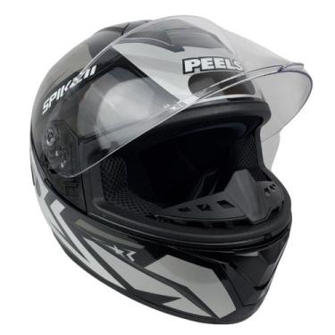 Imagem de Capacete Moto Peels Spike II Fechado C Viseira Cristal Prata, Preto+Pr