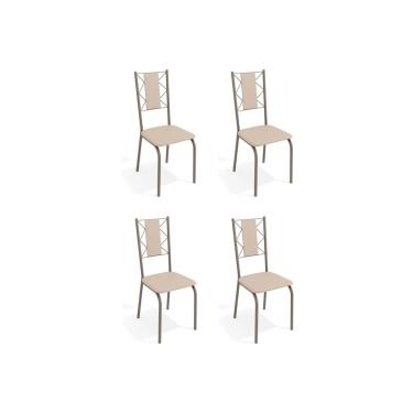 Imagem de Kit 4 Cadeiras de Cozinha Lisboa 4C076 4 Un Níquel/Courano Nude - Kappesberg