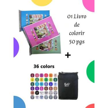Imagem de Livro de Colorir Bob gudi com canetinhas 36 cores ponta dupla  livro d