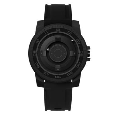 Imagem de Relógio de Suspensão Magnética Inovador Cool Waterproof Quartz Relógio de Pulso para Casais Preto Shell Unisex Design com Forte Concha e Espelho Livre 41mm (Círculo preto)