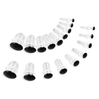Imagem de Earblity 18 peças kits de alongamento de vidro preto único alargador cônico curto com anéis de vedação de borracha, 1,6-10 mm (14G-00G) alargadores de orelha, alargadores cilíndricos de 4 cores