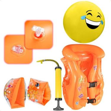 Imagem de Boia Infantil Colete Salva Vidas Inflável + Boia De Braço + Bomba de A