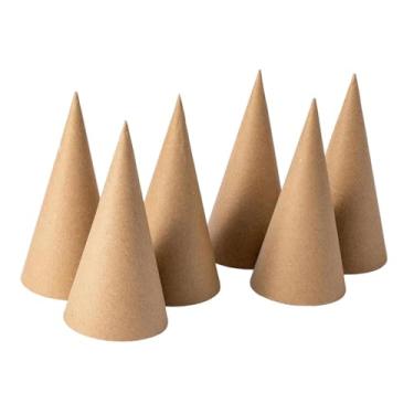 Imagem de MotiveTech 6 Cones de Papel Machê com Fundo Aberto, Decoração Criativa para Artesanato, Pintura E Enfeites de Chapéus de Festa, 15cm