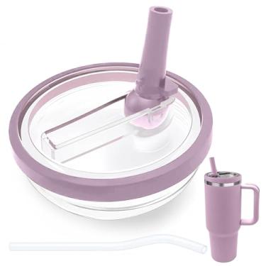 Imagem de Substituição de tampa de canudo flip de 1,134 g compatível com Stanley Tumbler, à prova de vazamento, livre de BPA, 1 pacote roxo claro