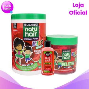 Imagem de Kit Creme para Pentear Gelatina Óleo Multifuncional Natuhair Melancia 
