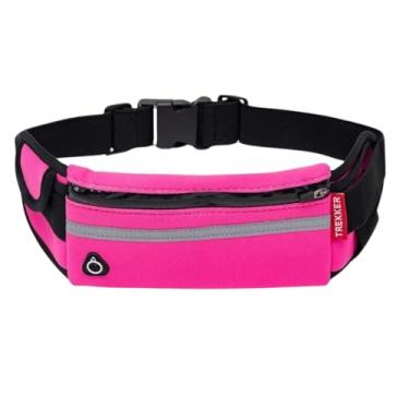 Imagem de Pochete Esportiva Impermeável, Doleira, Porta Garrafa, Refletiva, com Entrada para Fone de Ouvido, para Academia, Corrida e Ciclismo. (Rosa)