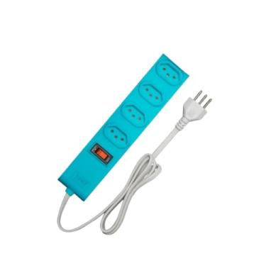 Imagem de RÉGUA FILTRO DE LINHA 4 TOMADAS 2P+T CABO DE 1M 10A AZUL - FAME