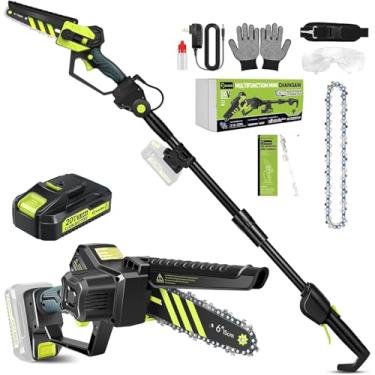 Imagem de Saker Motosserra sem fio e mini motosserra, motosserras 2 em 1, serra elétrica sem escova motosserra movida a bateria de 15 cm, serra de alcance máximo de 78,74 polegadas (1 bateria)