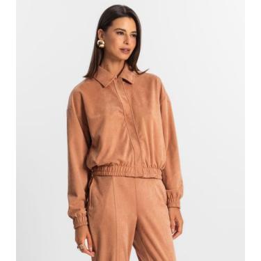 Imagem de Jaqueta Suede Feminina Rovitex Marrom, G, Marrom