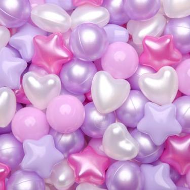 Imagem de GOGOSO Bolas de bola rosa estrelas para crianças pequenas - bolas macias e suaves para brincadeiras sensoriais e exploração em casa ou em ambientes de terapia ocupacional, cores rosa pérola, 200 peças