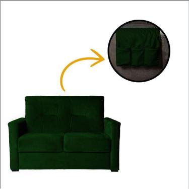 Imagem de Sofá Pequeno 2 Lugares 1,35 Porta Controle No Braço Alice Verde