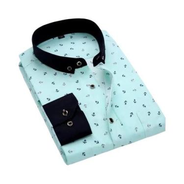 Imagem de Camisa Casual Masculina De Manga Comprida Com Estampa Floral De Primav