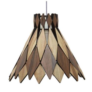 Imagem de Lustre Decorativo Madeira Pendente Jericoacoara 27Cm - Luminária Ilumi