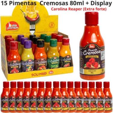 Imagem de Pimenta Cremosa Goumet Carolina Reaper Extra Forte Azeitonas Kit Displ