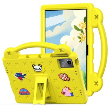 Imagem de YRH Capa para Lenovo Tab M11 de 11 polegadas (TB330FU/TB330XU), capa infantil EVA à prova de choque para tablet Lenovo M11, com alça de suporte, figuras de desenho animado, amarelo