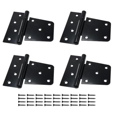 Imagem de Dobradiças de portão resistentes pacote com 4 - Dobradiças HhdvdyWgd extra grossas em T para portas de celeiro, galpão e cerca de madeira, dobradiças de ferro pretas para uso externo com parafusos