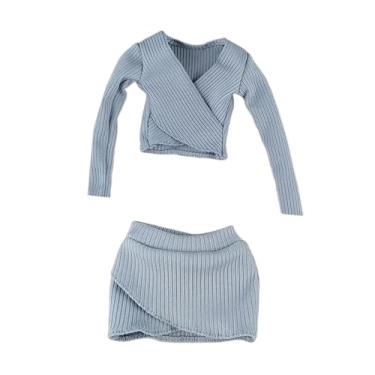 Imagem de oshhni 1:6 Crop top feminino manga comprida ajustado cosplay, moda, clássico, roupas de boneco de ação para acessório de boneco de ação de 12 polegadas, Azul