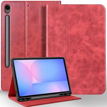 Imagem de NANRUIL Capa protetora para Samsung Galaxy Tab S10 FE Plus+ de 13 polegadas com suporte para caneta S 2025 (modelo: SM-X620/X626) Capa protetora de couro genuíno, despertar/hibernar automaticamente